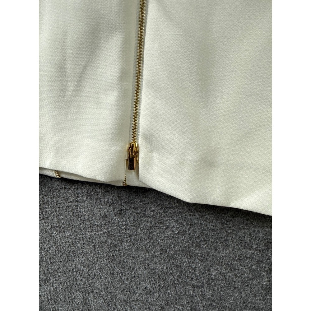 Cache Sheath Dress Size 0 White Stunning Date Gold Zipper Trim Sleeveless Crepe - Picture 6 of 13